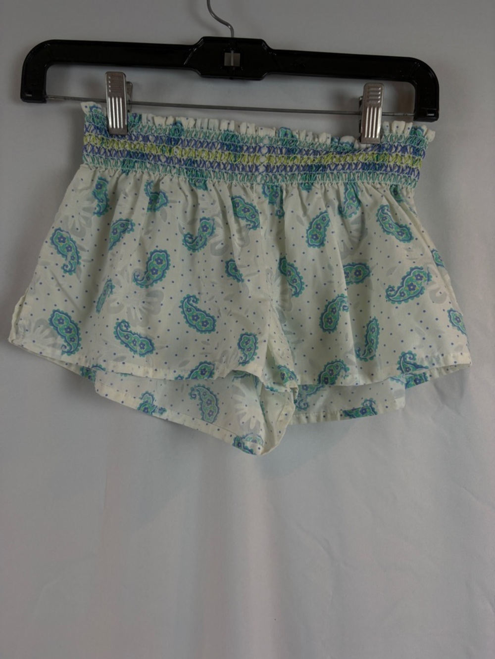 Victoria's Secret White‎ Shorts with Blue & Green Paisley